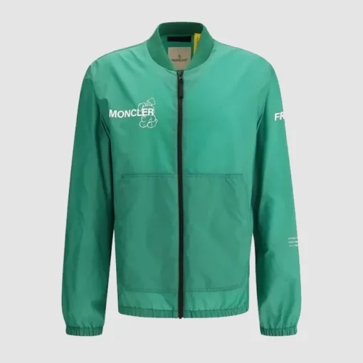 Moncler x FRGMT Branding Logo Green Jacket in Bomber Style