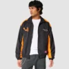 Black and Papaya Colored Hollister McLaren Jacket with British Flag at the front