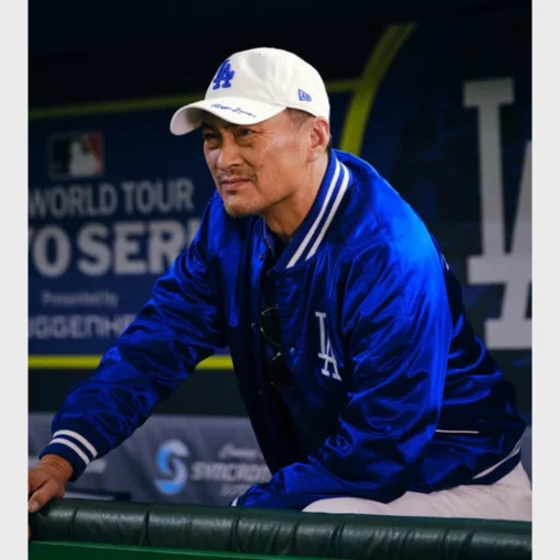 Polo Ralph Lauren’s take on a baseball classic – Dodgers satin varsity jacket.