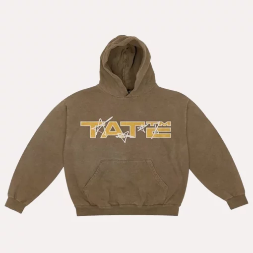Soft and comfortable brown hoodie featuring Tate McRae Stars design