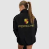 Classic Porsche black F1 jacket featuring embroidered racing patches.