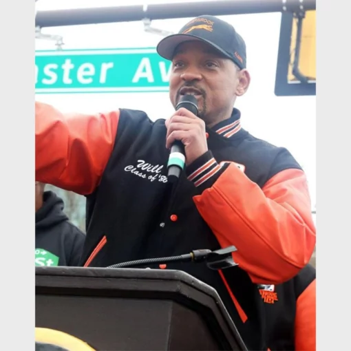 Streetwear-inspired varsity jacket honoring Will Smith’s impact.