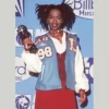 Stylish blue varsity jacket with contrast white sleeves, a timeless throwback piece.