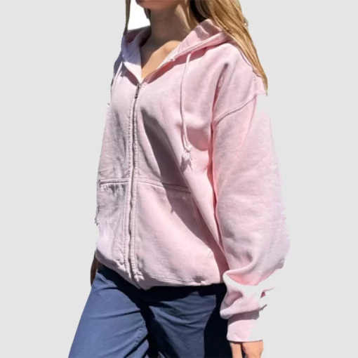 Feminine and soft pink zip-up by Brandy Christy.