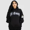 Front view of black FB County Old School hoodie.