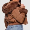 Liz Caribel Sierra brown puffer jacket from TV series Dope Thief
