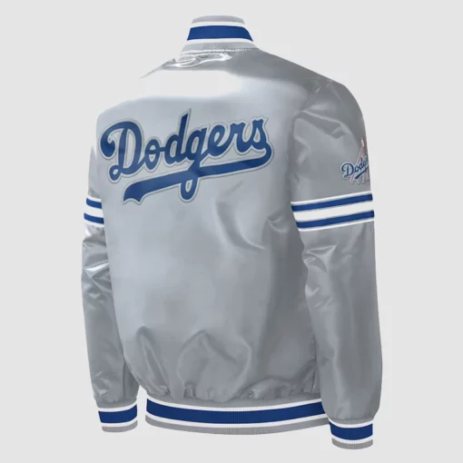 Starter Dodgers Slider jacket in sleek gray satin finish.