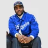 Malcolm Washington LA Dodgers satin jacket in blue.