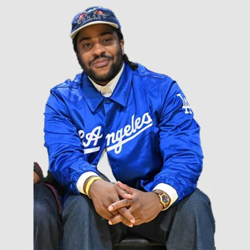 Malcolm Washington LA Dodgers satin jacket in blue.