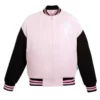 Disneyland-themed varsity jacket in pink for both men and women.