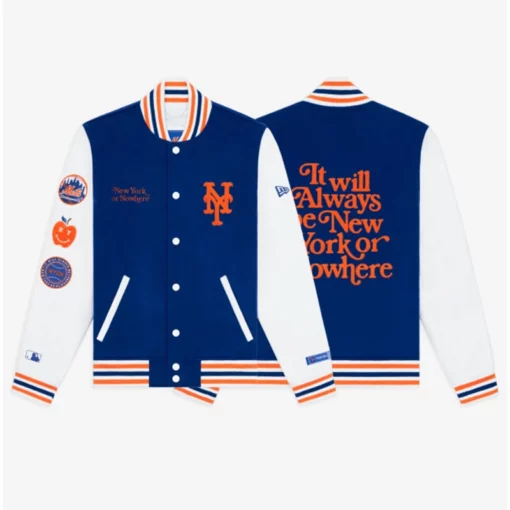 Cream and blue Mets varsity jacket – NYON x New York collab.