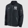 Black New York Yankees bomber jacket for dugout-inspired looks.