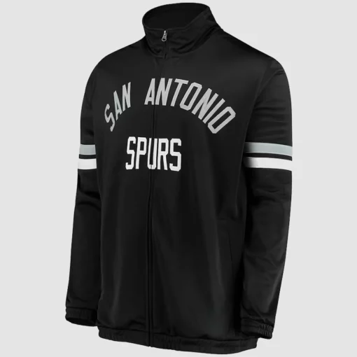 San Antonio Spurs black full-zip track jacket with two stripes at the sleeves