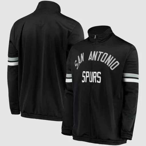 Sleek black Spurs jacket with full front zip