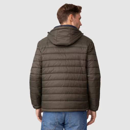 Will Forte striped hooded puffer jacket from Season 1