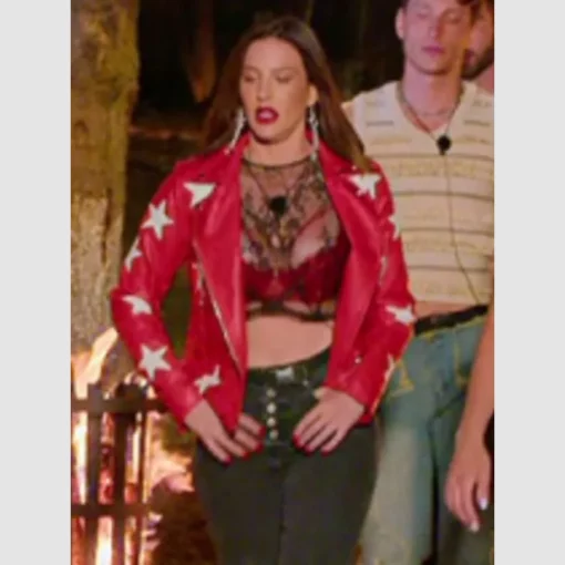 Polly Brindle red leather star jacket in Battle Camp 2025