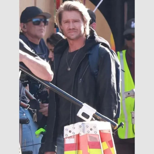 Chad Michael Murray black hooded jacket from Freakier Friday 2025