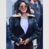 Black leather shearling jacket from Fountain of Youth movie