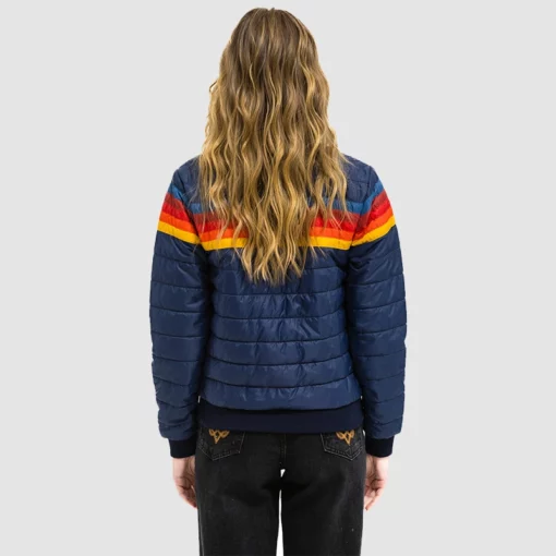 Isabela Merced’s 5-stripe puffer jacket as Dina in TLOU 2025