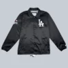 Los Angeles Dodgers black Starter coaches jacket with front snap-button closure