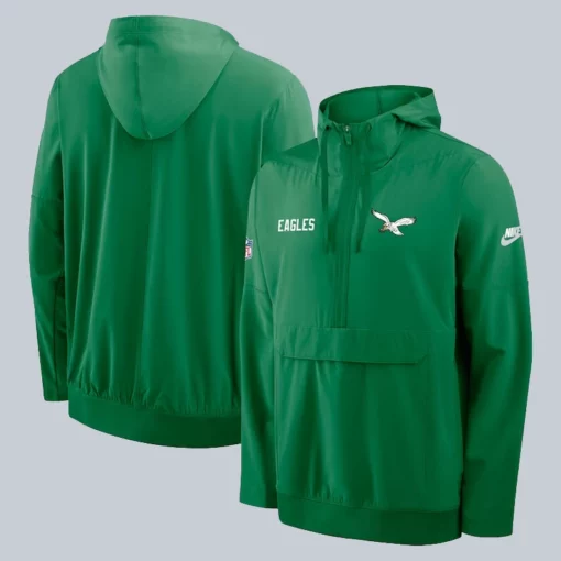 Kelly green half-zip anorak hoodie jacket from Nike’s Philadelphia Eagles Sideline Alt Pack